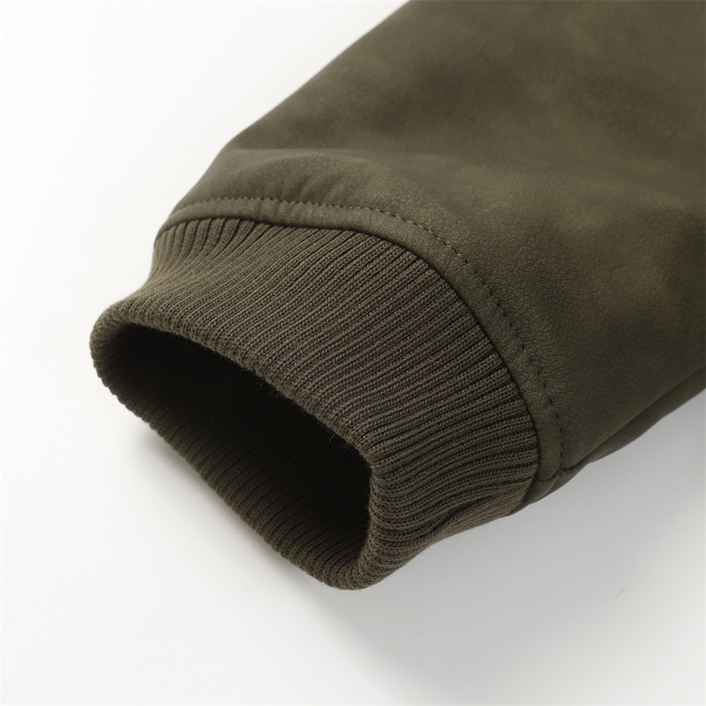 Distressed PU Leather Coat Men