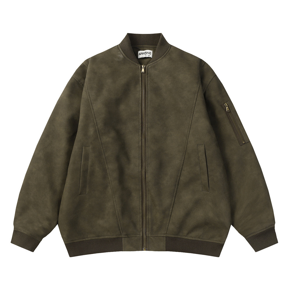 Distressed PU Leather Coat Men