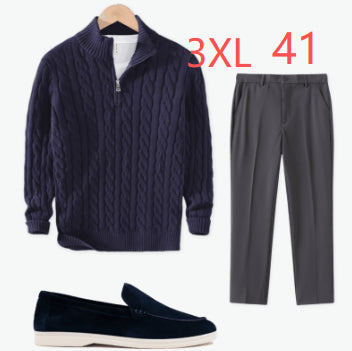 Sweater Loose Zip Pullover Knitting Sweater Coat Men