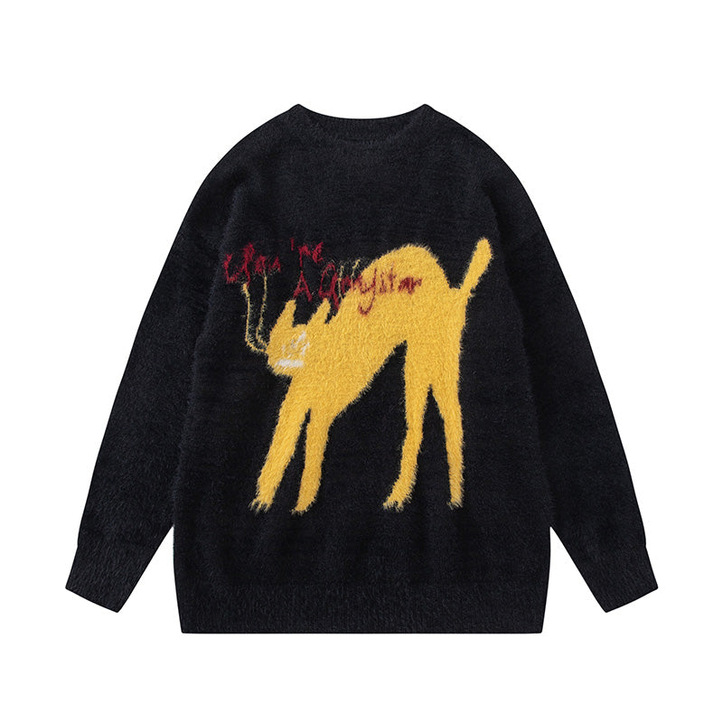 Kitten Round Neck Sweater Men