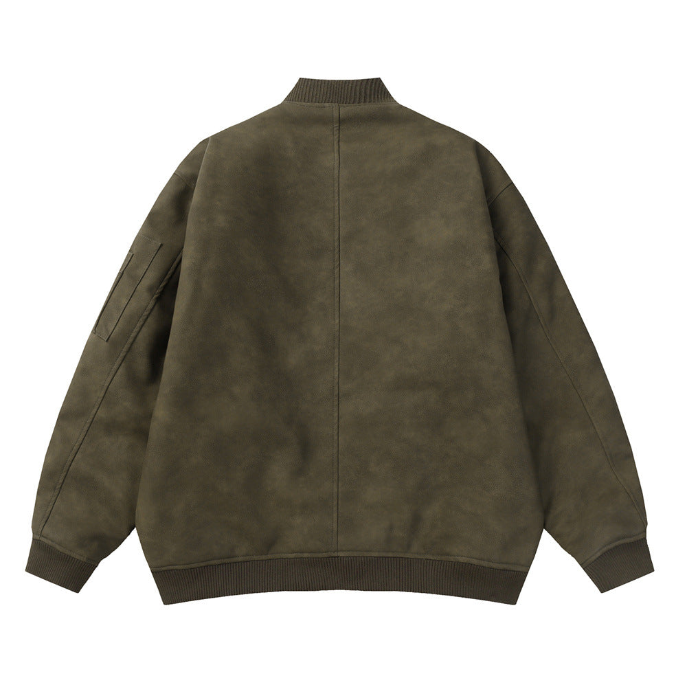 Distressed PU Leather Coat Men