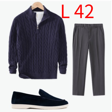 Sweater Loose Zip Pullover Knitting Sweater Coat Men