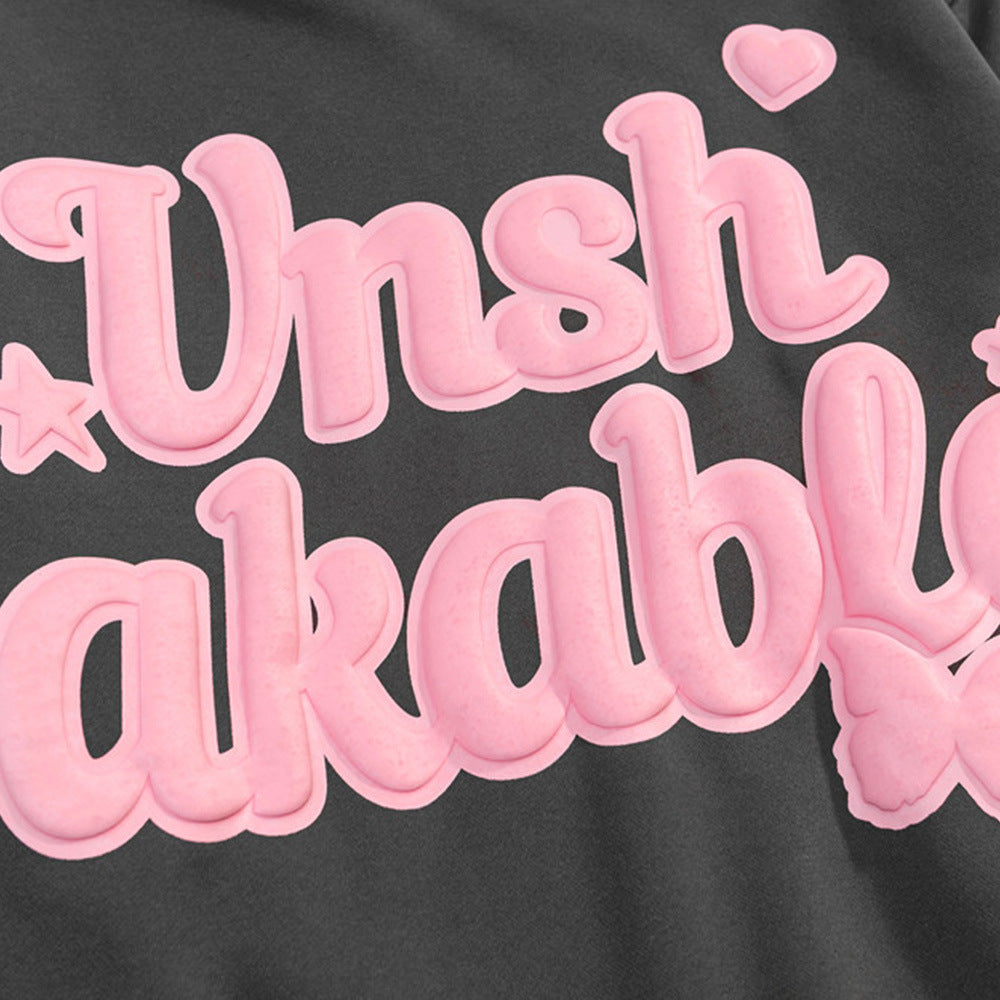 Foam Letter Printed Hoodie Men