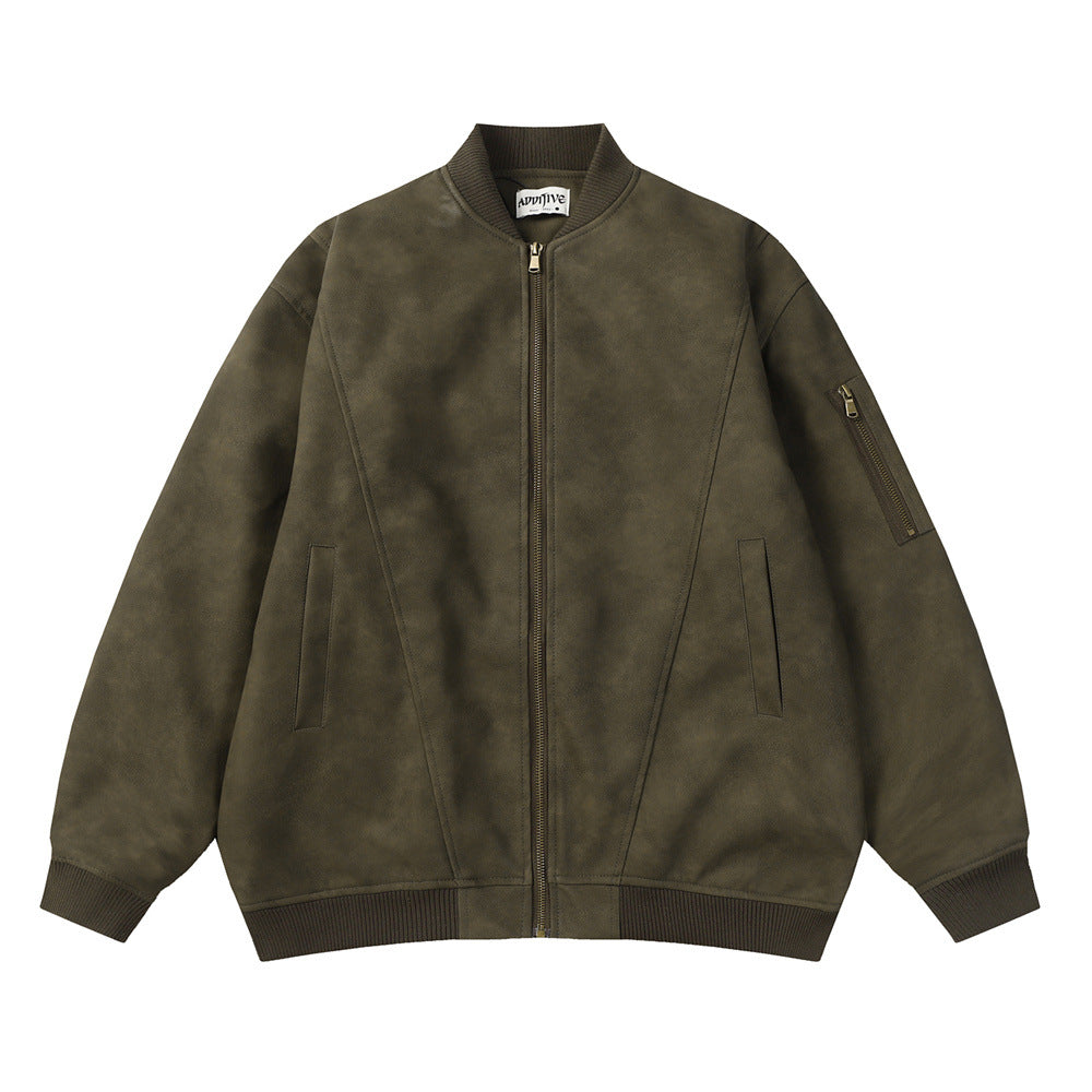 Distressed PU Leather Coat Men