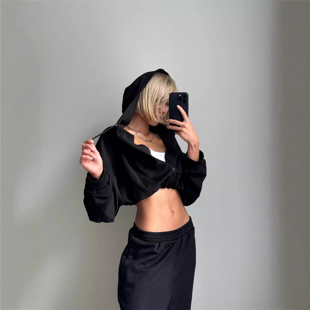 Hoodie With Drawstrings Long-sleeve Suit Women
