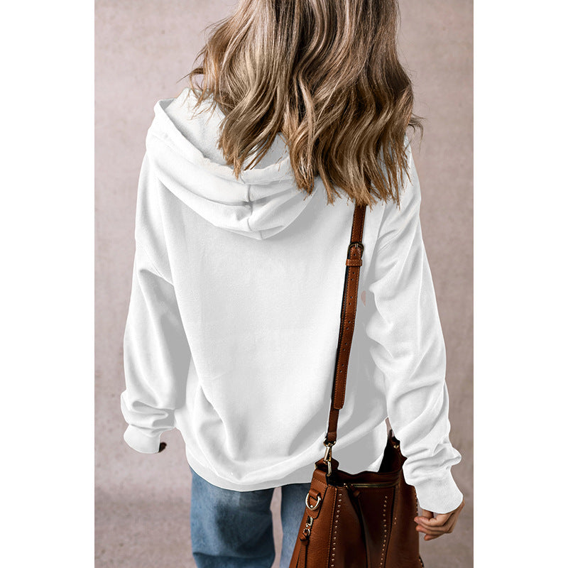 Solid Color Drawstring Hoodie Women