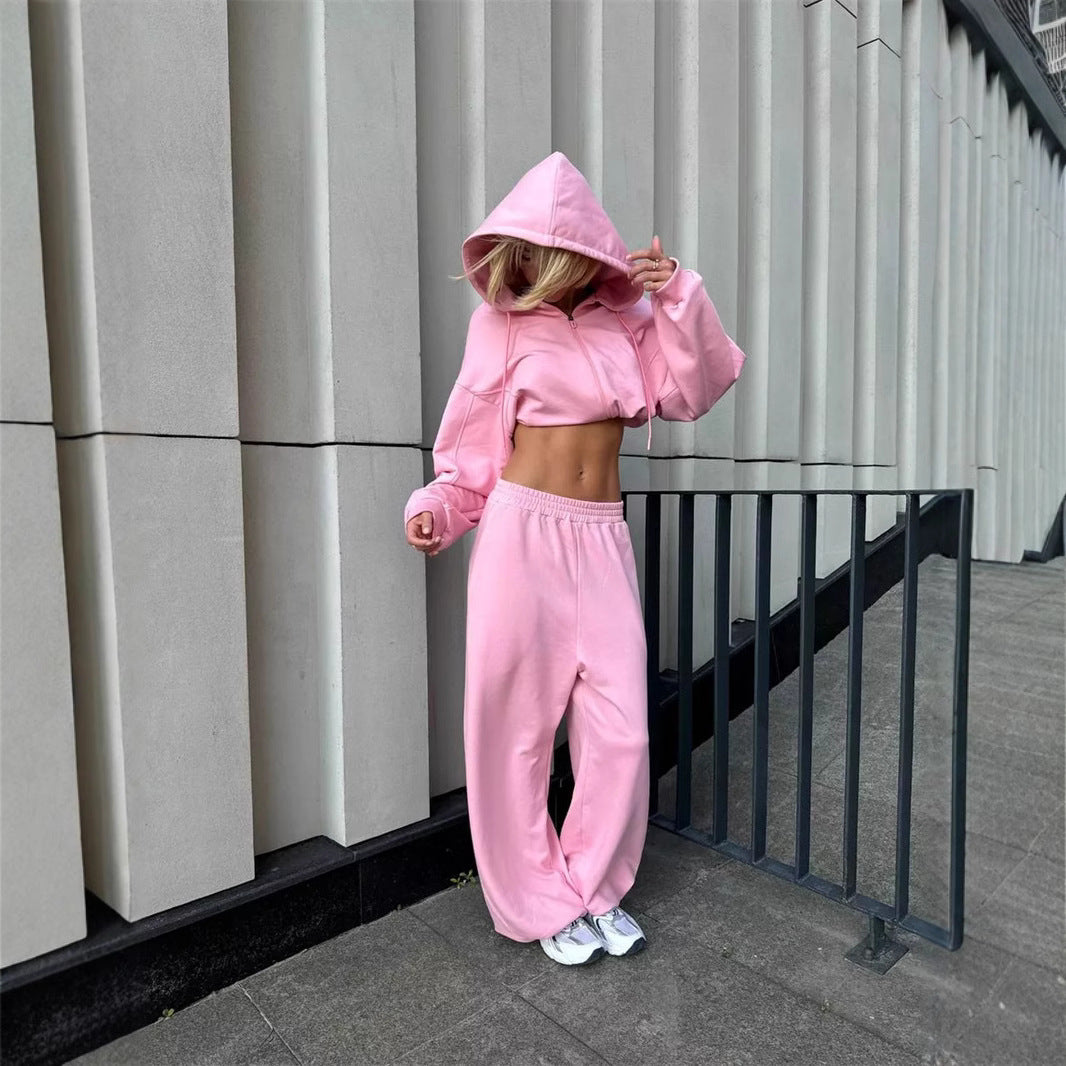 Hoodie With Drawstrings Long-sleeve Suit Women
