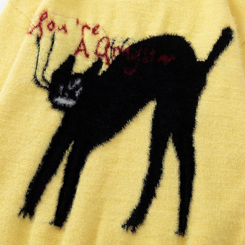 Kitten Round Neck Sweater Men